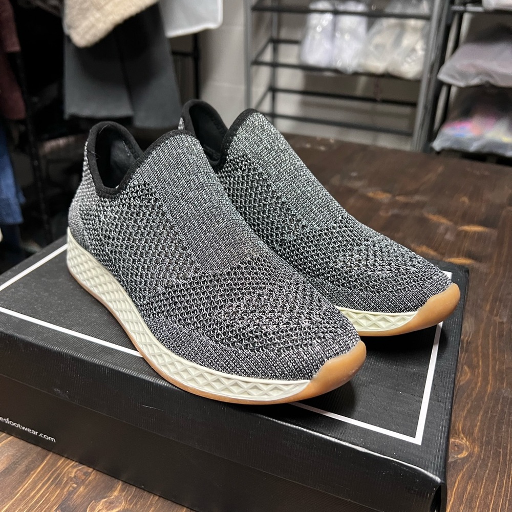 Black and Gray Metalic Slip-On Sneakers